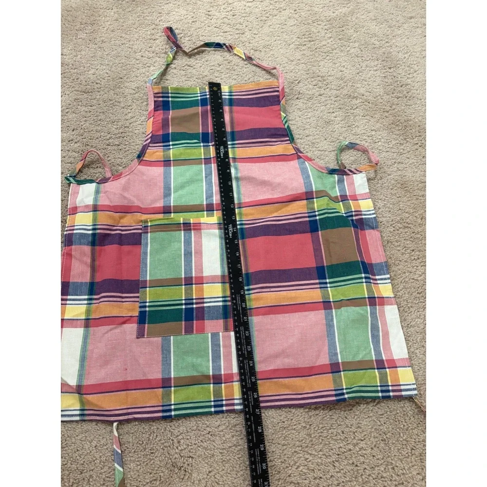 At Home With Waverly Fabrics Plaid Kitchen Apron with‎ Pocket Tie Waist
